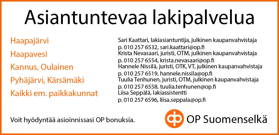 Op Suomenselän lakipalvelujen mainos